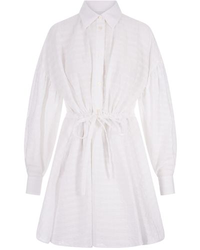 MSGM Short Dress With Adjustable Waist - White