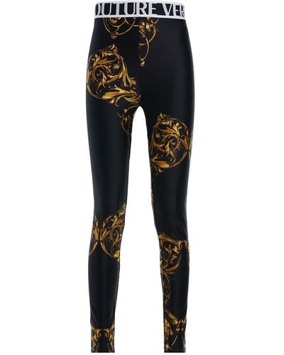 Versace Jeans Couture Print leggings With Logo Elastic Waist - Black