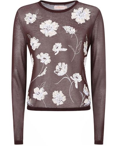 Tory Burch Embellished Sweater - Brown