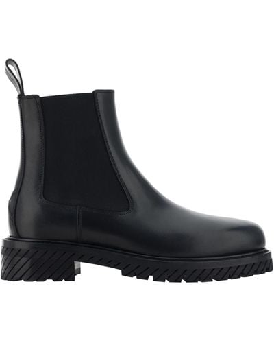 Off-White c/o Virgil Abloh Round-toe Leather Ankle Boots - Black