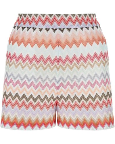 Missoni Embroidered Cotton Blend Shorts - Pink
