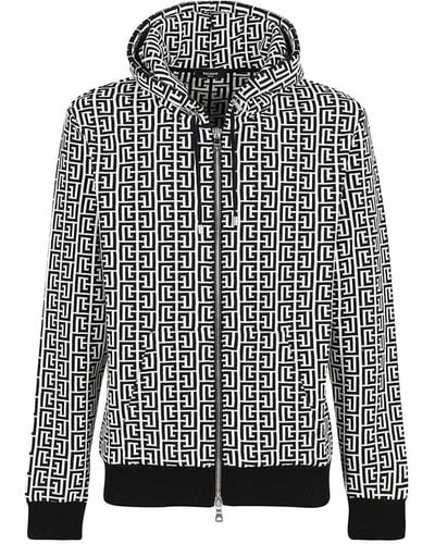 Balmain Knitted Full-zip Sweatshirt - Gray