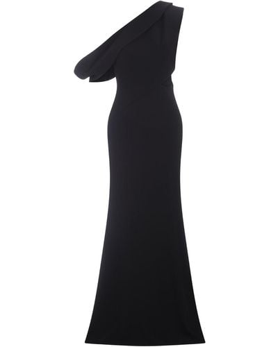 Alexander McQueen Asymmetrical Long Dress With Cut-Out - Black