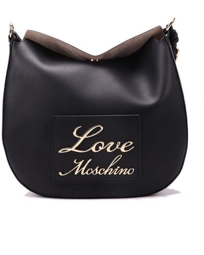 Moschino Logo-Lettering Magnetic Fastened Shoulder Bag - Black