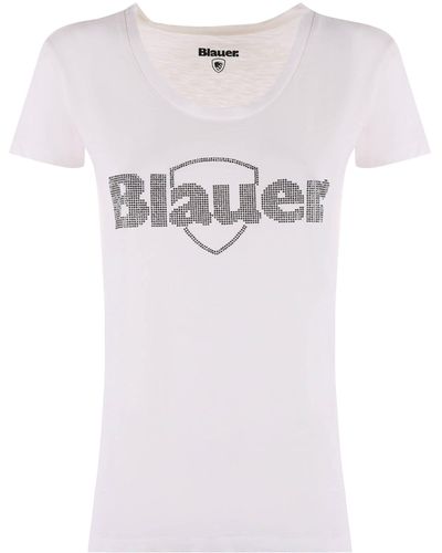 Blauer T-shirt In Cotone - White