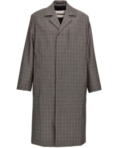 Jil Sander Check Long Coat Coats, Trench Coats - Gray