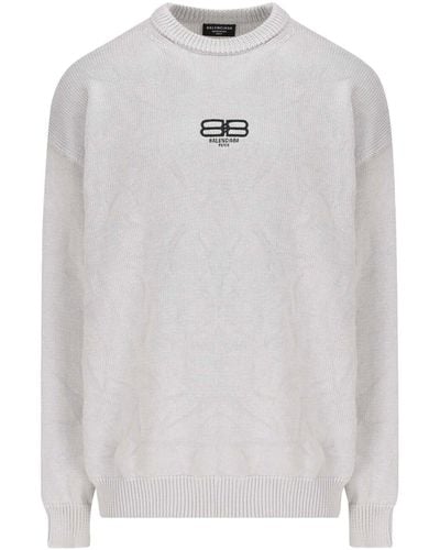 Balenciaga Logo Sweater - White