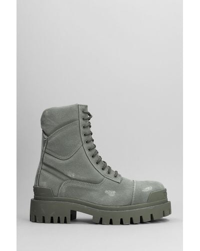 Balenciaga Combat Strike Boots Shoes - Gray