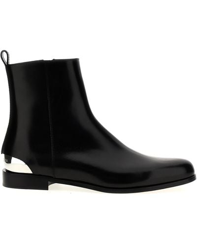 Alexander McQueen Metal-Heel Leather Boots - Black