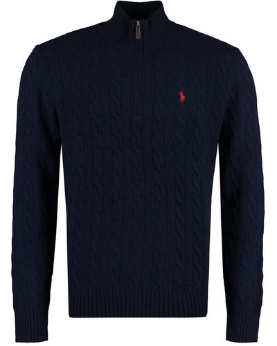 Polo Ralph Lauren Wool And Cachemire Turtleneck Pullover - Blue
