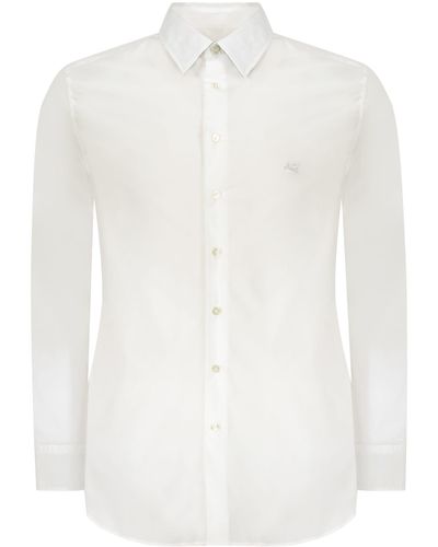 Etro Shirt With Embroidered Logo And Printed Undercollar - White