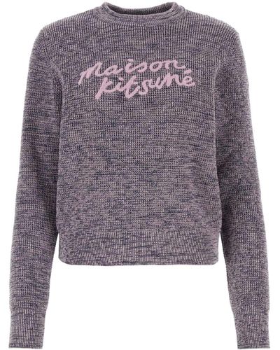 Maison Kitsuné Two-Tone Cotton Jumper - Purple