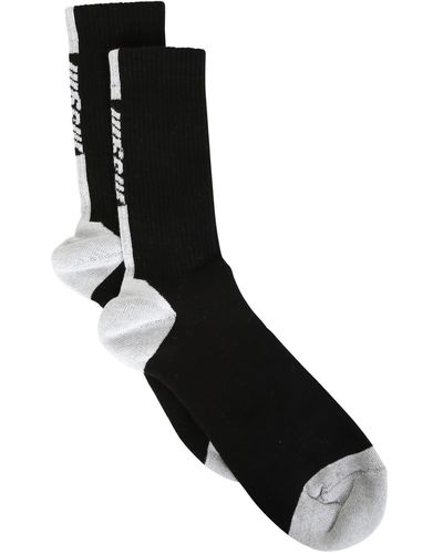 MSGM Ribbed Socks With Logo From - Black