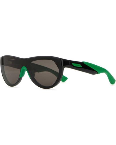 Bottega Veneta Two-Tone Acetate And Rubber Mitre Sunglasses - Green