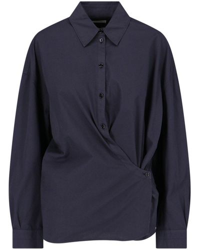Lemaire Twist-Detailed Button-Up Shirt - Blue