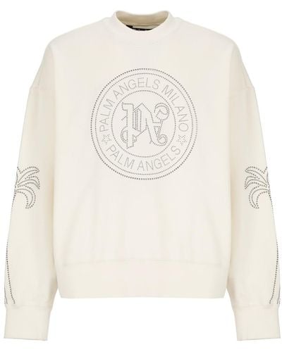 Palm Angels Milano Stud Crew Sweatshirt - White