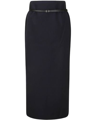 16Arlington Delta Maxi Skirt With Leather Belt - Black