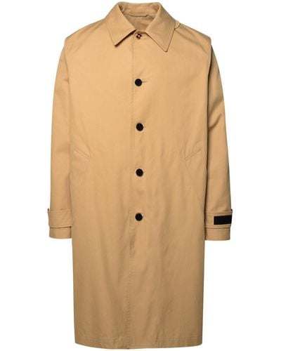 Versace 'Baroque' Cotton And Silk Trench Coat - Natural