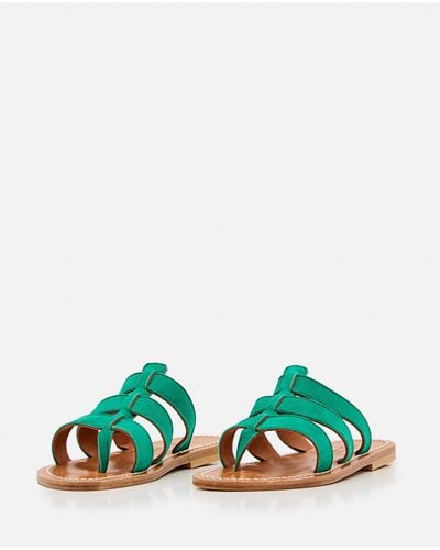 K. Jacques Dolon Leather Sandals - Green