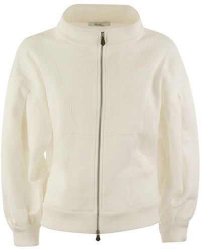 Max Mara Zip-up Long-sleeved Sweatshirt - White