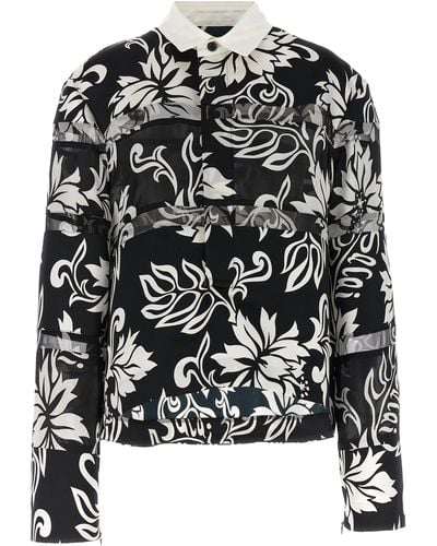 Sacai Floral Print Shirt, Blouse - Black