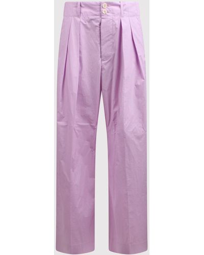 Plan C Lilac Wide-Leg Trousers - Purple