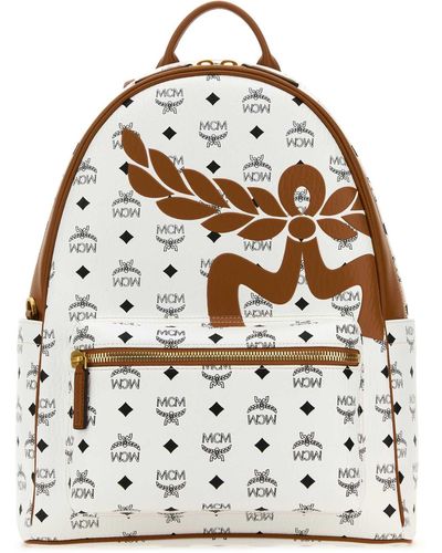 MCM Printed Canvas Stark Backpack - White