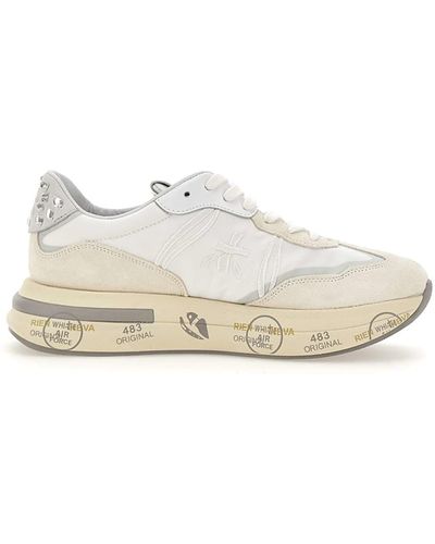 Premiata Cassie 6717 Leather And Fabric Trainers - White