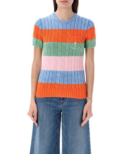 Polo Ralph Lauren Stripe Short Sleeves Sweater - Blue