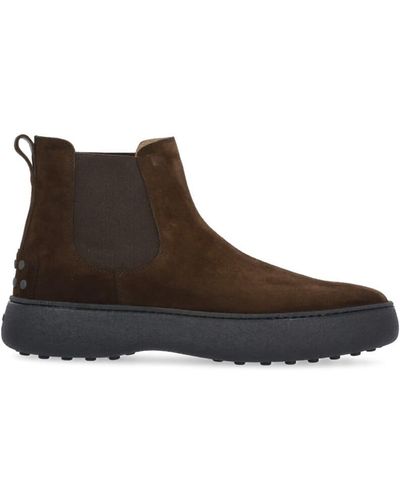 Tod's Suede Leather Chelsea Boots - Brown