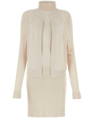 Fendi Light Stretch Silk Blend Mini Dress - White