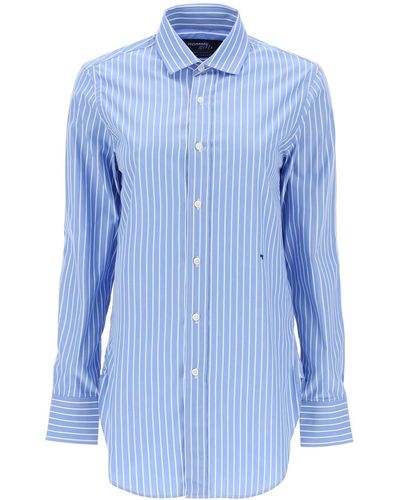HOMMEGIRLS Striped Poplin Shirt - Blue