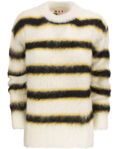Marni Gauze-Effect Mohair Pullover - Natural