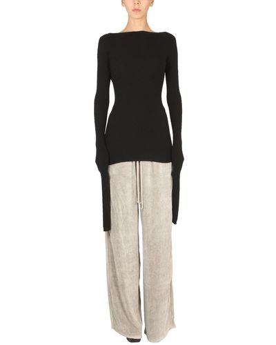Rick Owens Jumper With Oversized Sleeves And Cut-out Back - Black