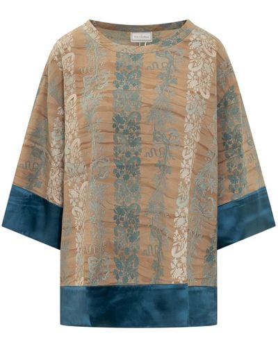 Pierre Louis Mascia Silk Shirt With Floral Pattern - Natural