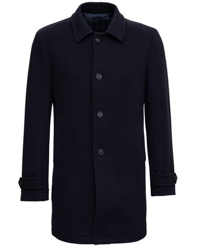 Tagliatore Single-breasted Coat In Blue Wool