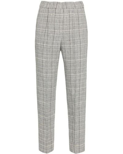 Peserico Plaid-check Cropped Trousers - Grey