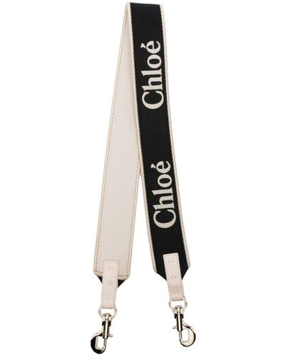 Chloé And Ivory Canvas Shoulder Strap With Logo - White