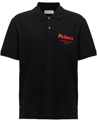 Alexander McQueen Graffiti Polo Shirt - Black