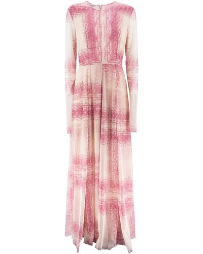 Philosophy Di Lorenzo Serafini Floral-print Tulle Maxi Dress - Pink