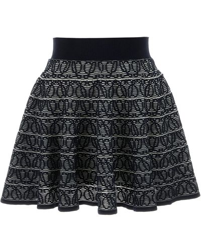 Loewe Embroidered Cotton Blend Skirt - Black
