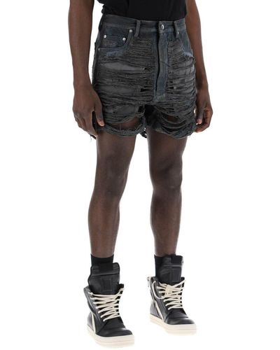 Rick Owens Geth Cut-Off Distressed Shorts - Black