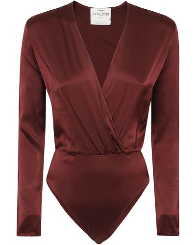 Forte Forte Stretch Silk Satin Long Sleeves Body - Red