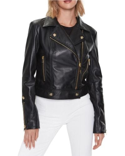 Just Cavalli Leather Jacket 74Mwp01 Sheep Napa Leather - Black