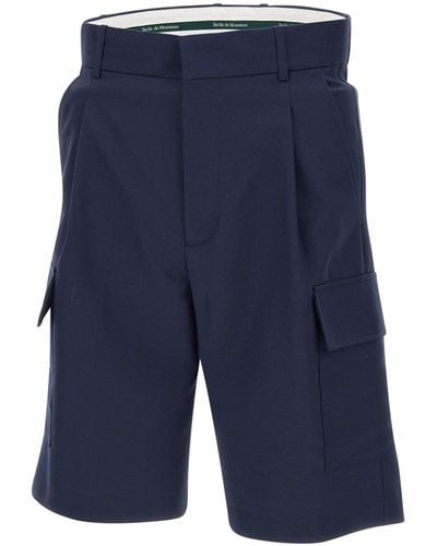 Drole de Monsieur Le Shorts Cargo Laine Fresh Wool Shorts - Blue