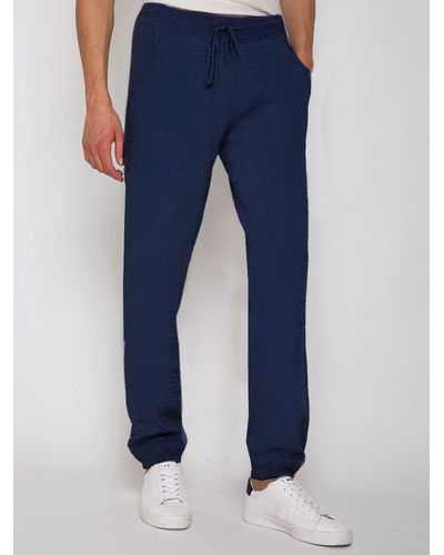 Mc2 Saint Barth Track Knitted Joggers With Pockets - Blue