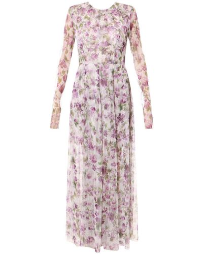 Philosophy Di Lorenzo Serafini Floral Printed Long-Sleeved Midi Dress - Pink