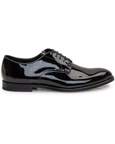 Doucal's Patent Leather Lace-Up - Black