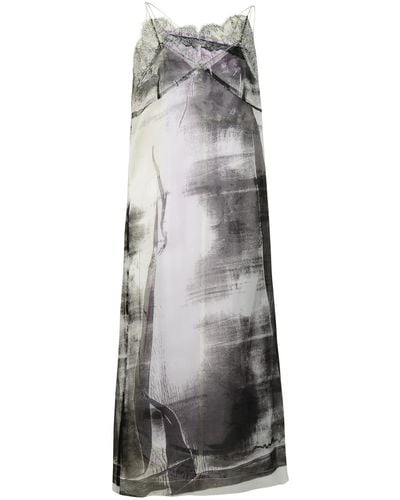 Maison Margiela Freeze-frame Multicoloured Silk Blend Dress - Gray