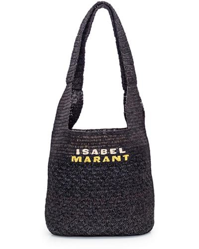 Isabel Marant Raffia Shoulder Bag - Black
